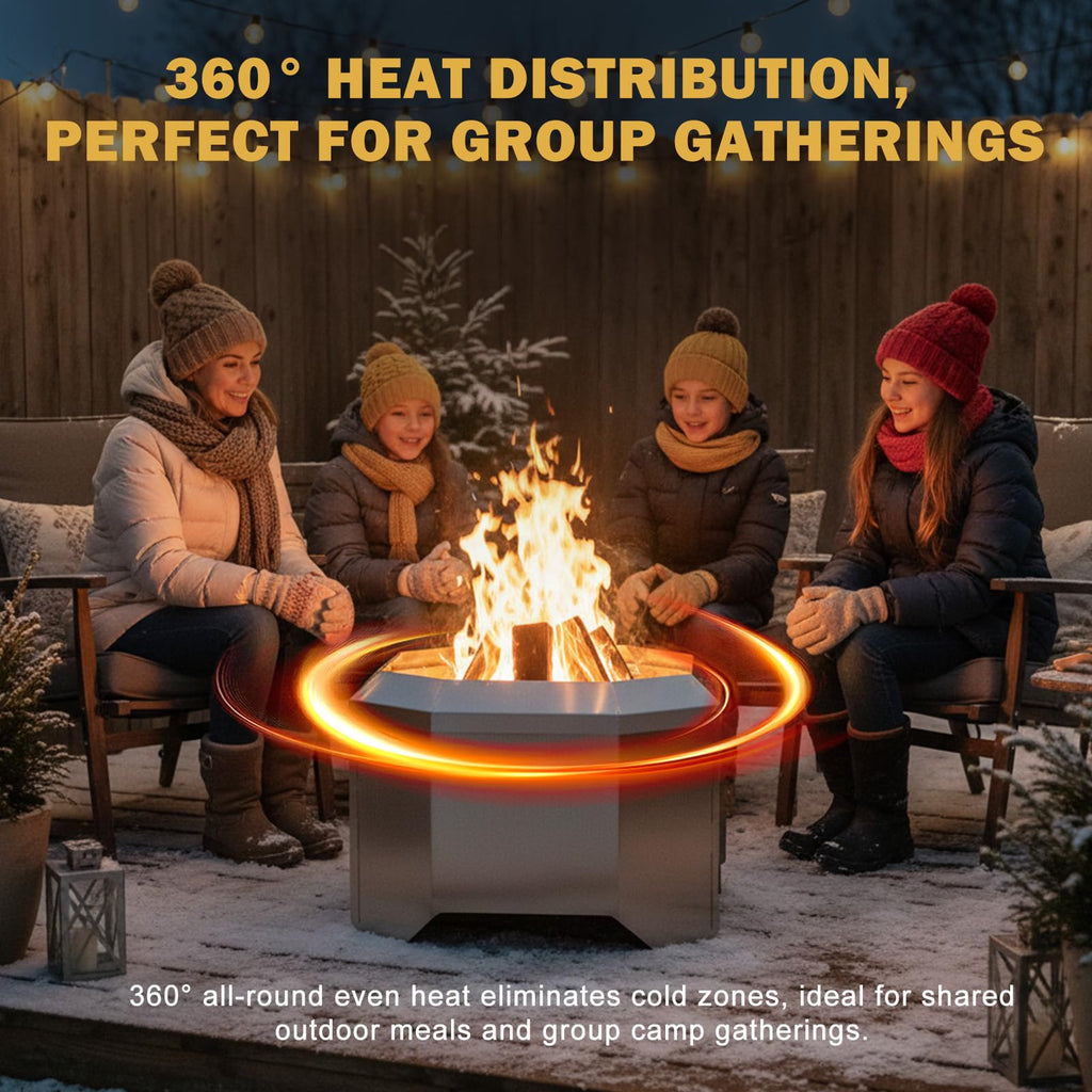 Foldable Smokeless Fire Pit, Portable Wood Burning Fire Pit for Camping & Backyard, Collapsible Stainless Steel