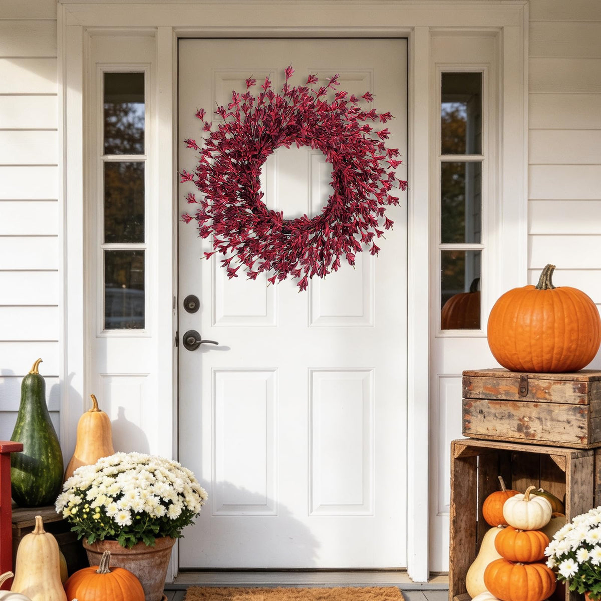 26" Fall Wreaths for Front Door Outside Large Autumn Wreath Burgundy