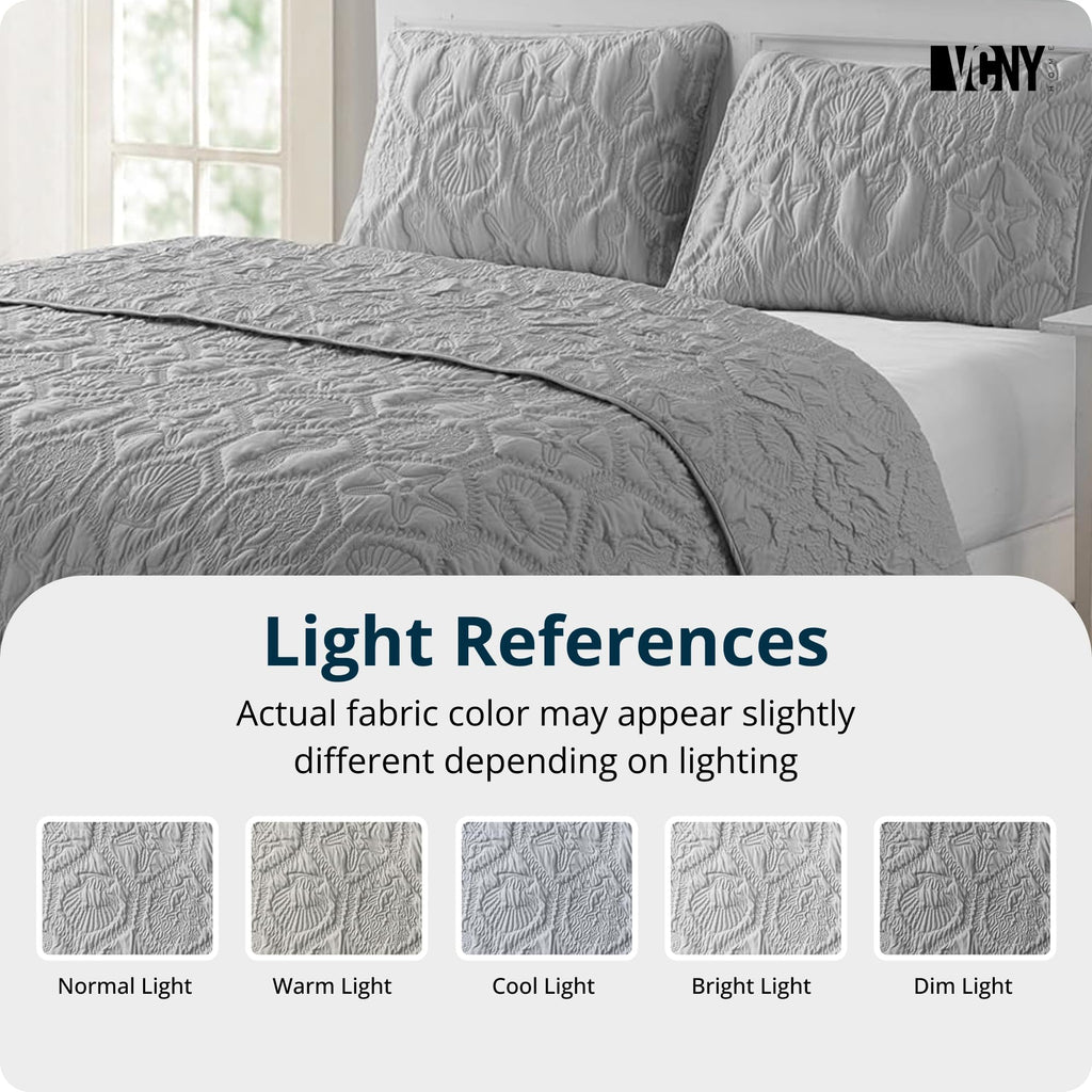 Shore Beach 3-Piece Bedding Set, Gray