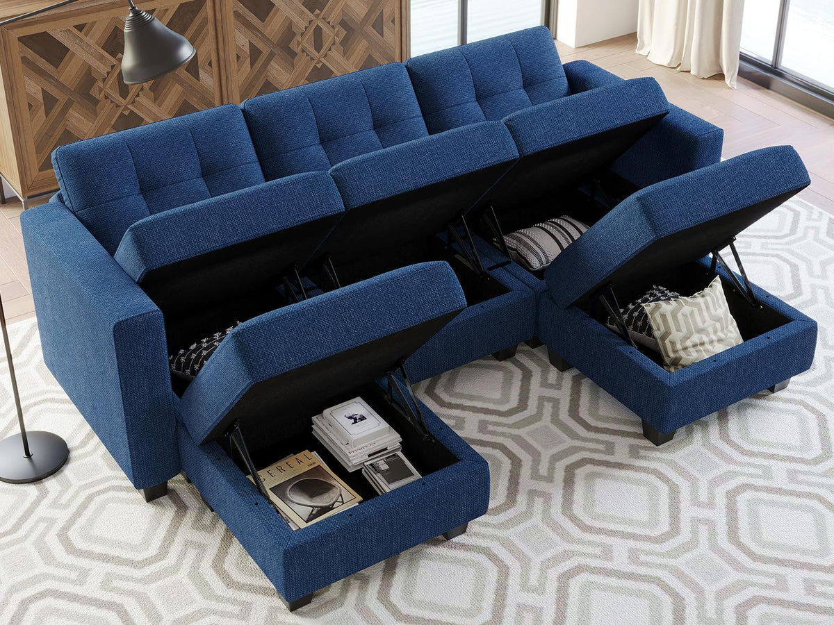 Modular Sectional Sofa Couch with Double Chaises U Shaped Sectional Sofa Modular with Storage Seat Modular Couch with