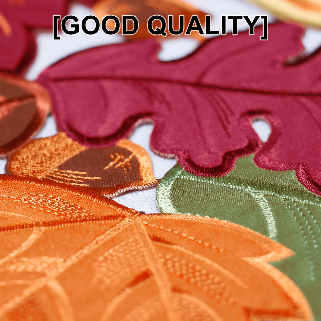 Thanksgiving Runner, Fall Leaf Table Runner for Autumn Home Decorations, Fall Table Centerpieces, Embroidered Cutwork