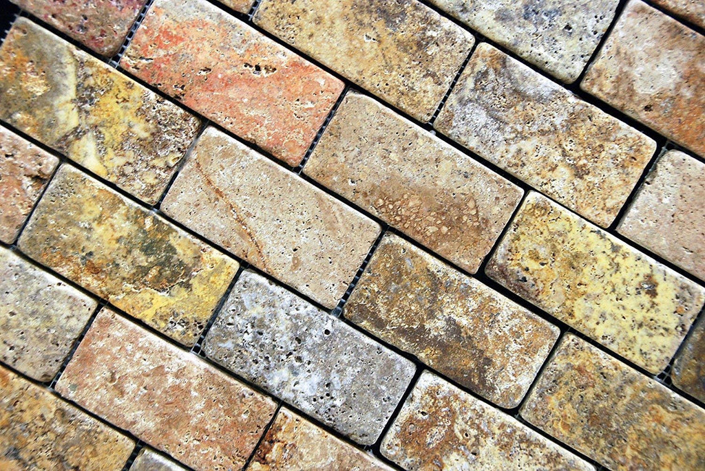 Scabos Travertine Tumbled 3"X6" Subway Tile -1 sq.ft.
