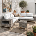 Outdoor Patio Furniture Set, PE Wicker Sectional Sofa with Thick Cushions | 6-Piece: Modular Sectional Sofa with