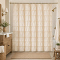 Beige Ruffle Shower Curtain , 72x72, Elegant Ruffled Panle | Soft Cream Color, Cascading Waterfall Ruffles, 72 x 72