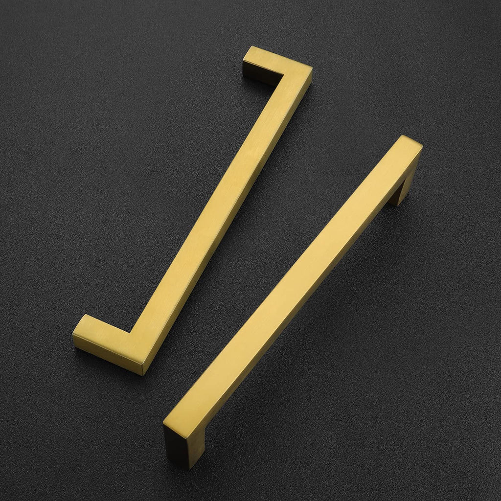 Brushed Brass Cabinet Handles Square Pulls 6-1/4 Inch 18 Pack