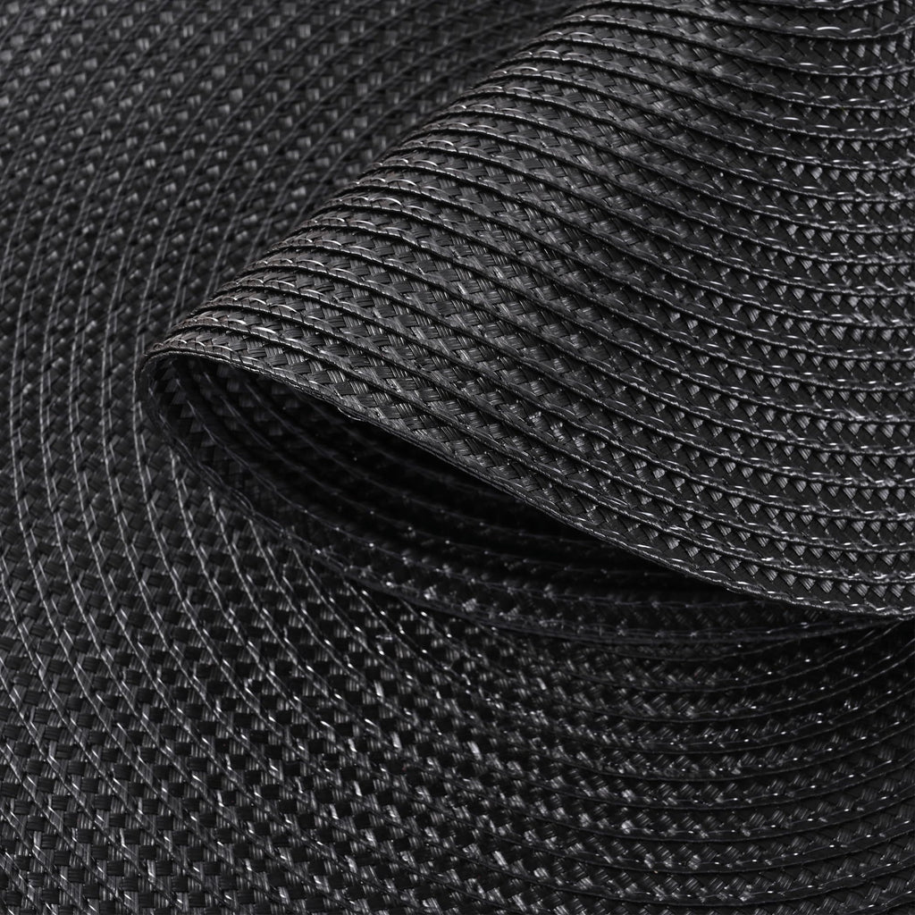 Round Braided Placemats Set of 8 Place Mats for Dining Table Woven Washable Non-Slip Table Mats 13.5 Inch (Black