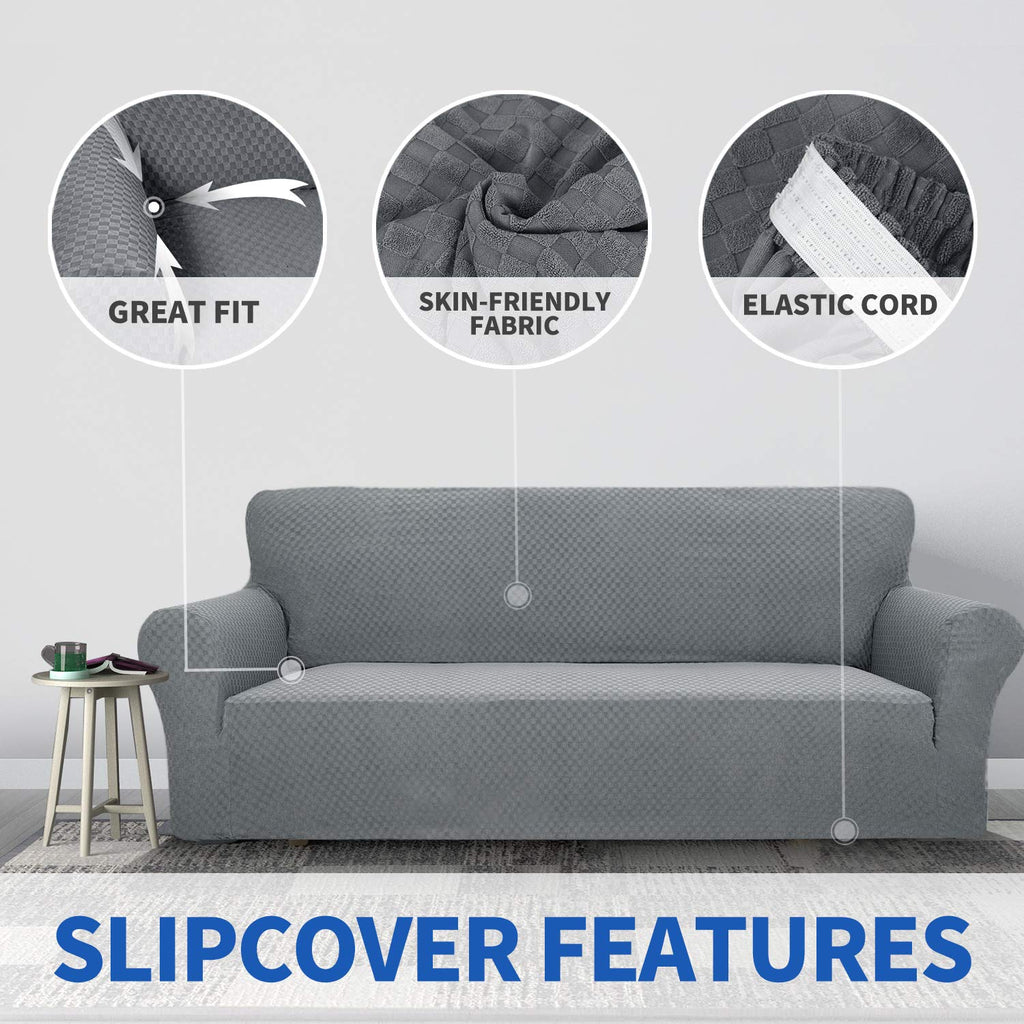1 Piece Jacquard Couch Covers for 3 Cushion Couch High Stretch Sofa Cover for Pets Dogs Anti Slip Extra Large Sofa