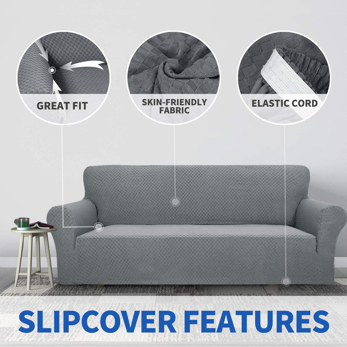 1 Piece Jacquard Couch Covers for 3 Cushion Couch High Stretch Sofa Cover for Pets Dogs Anti Slip Extra Large Sofa