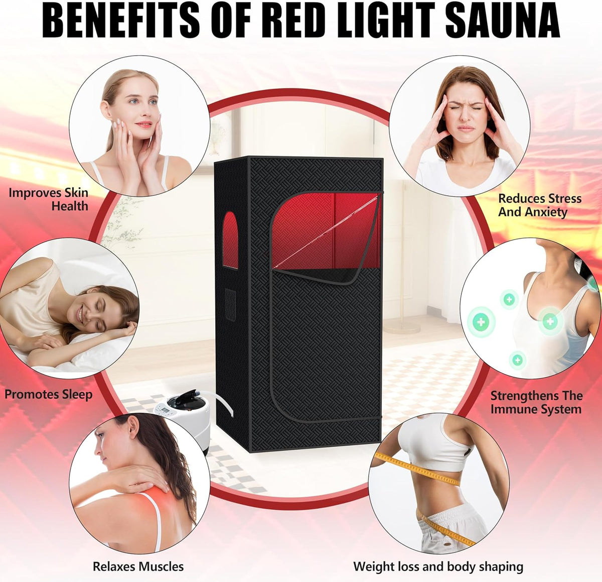 Sauna Box, Portable Steam Sauna for Home with 1000W 3L Steamer, 9-Level Temperature Control & Remote