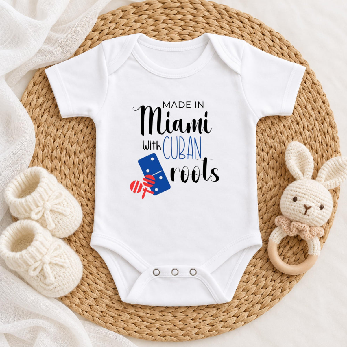 Made in Miami with Cuban Roots Baby Bodysuit | Free Cuba Baby Bodysuit (Newborn)