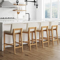 Gracie Modern Counter Height Bar Stool with Back, Counter Stool Upholstered Chair with Natural Textured Linen and