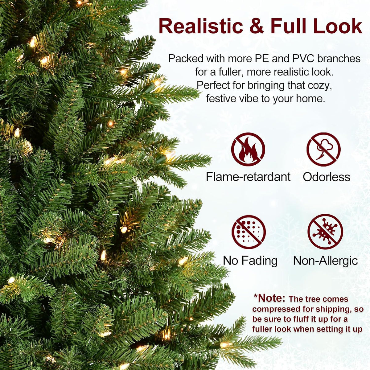 Prelit Artificial Christmas Tree, 3 to 9 ft