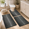 Bathroom Rugs Sets 3 Piece, Ultra Absorbent Non Slip Bath Mats | Quick Dry, Machine Washable, Chenille Gradient Bath