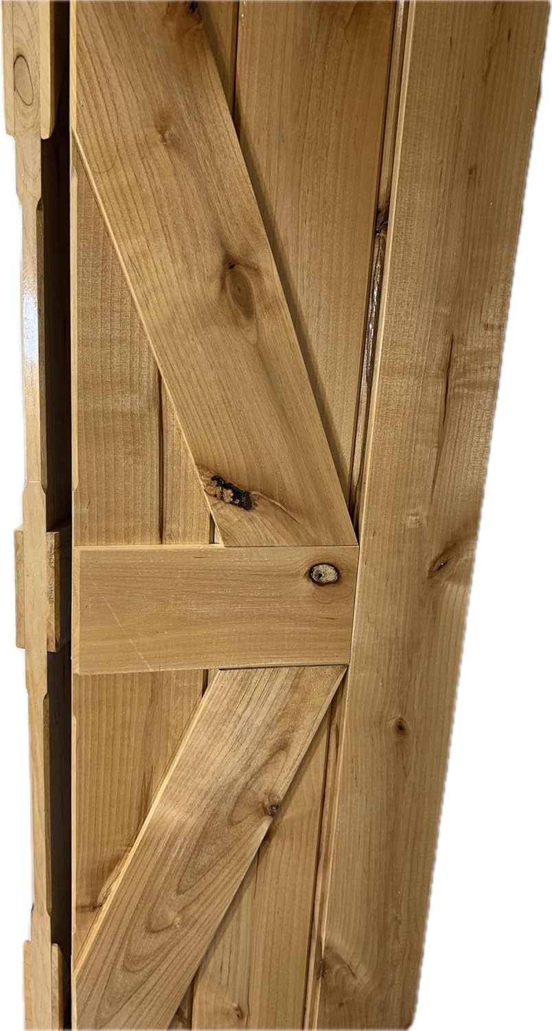 25.5 x 84 High Gloss Finished Rustic Alder Solid Wood Bifold Barn Door Assembled bi-fold barn Door Ready to Install