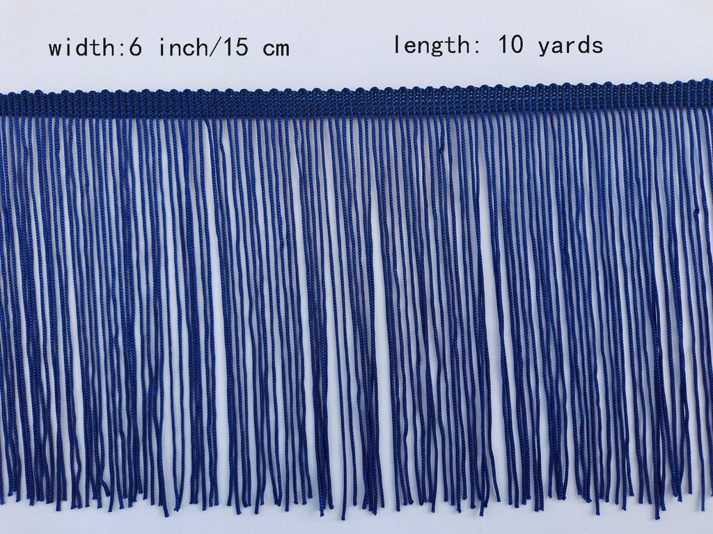 Chainette Fringe Trim 6 Inch 10 Yards Tassel Fringe Trim for Sewing Craft DIY Decoration(901 Navy Blue)