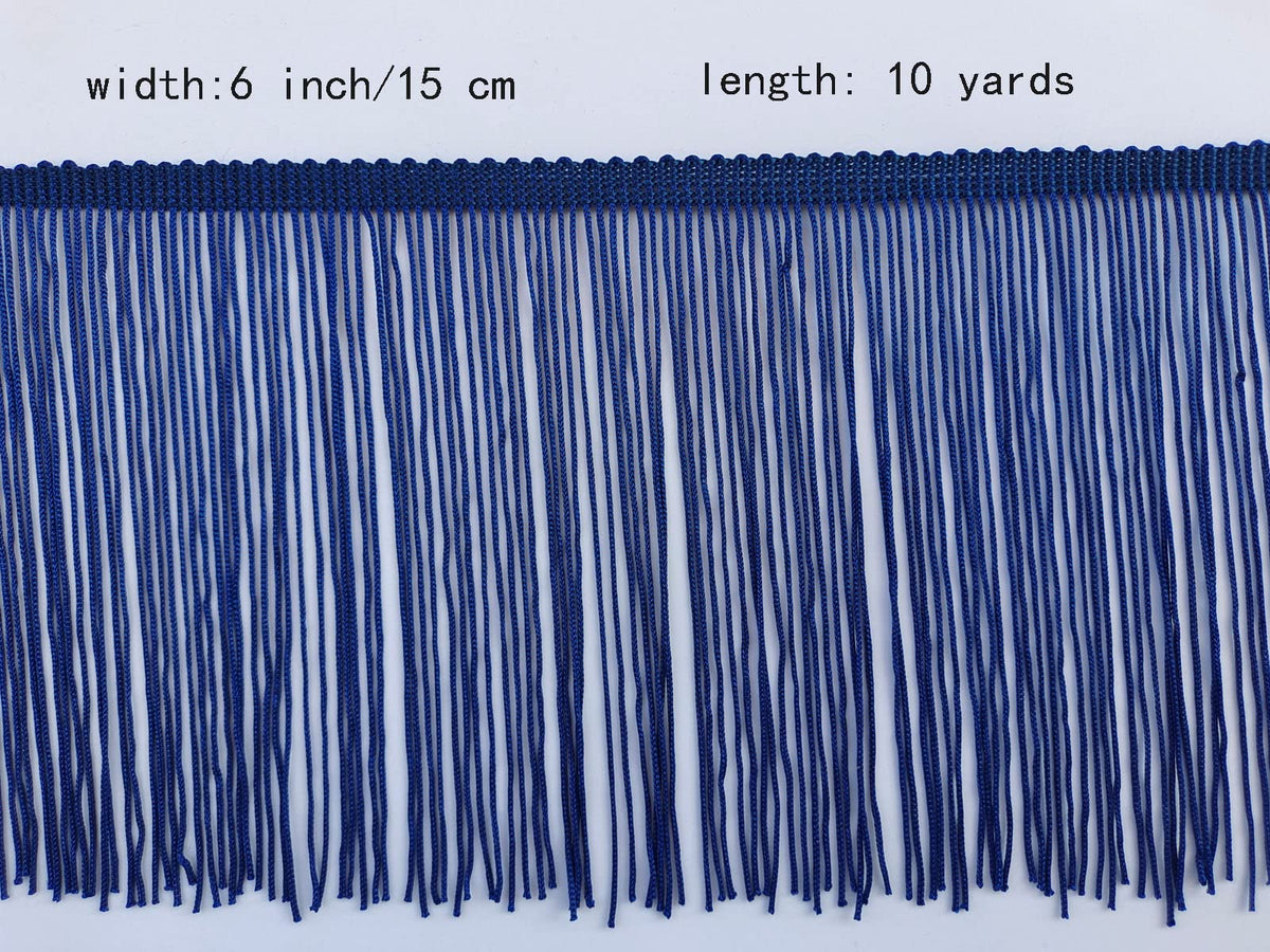 Chainette Fringe Trim 6 Inch 10 Yards Tassel Fringe Trim for Sewing Craft DIY Decoration(901 Navy Blue)