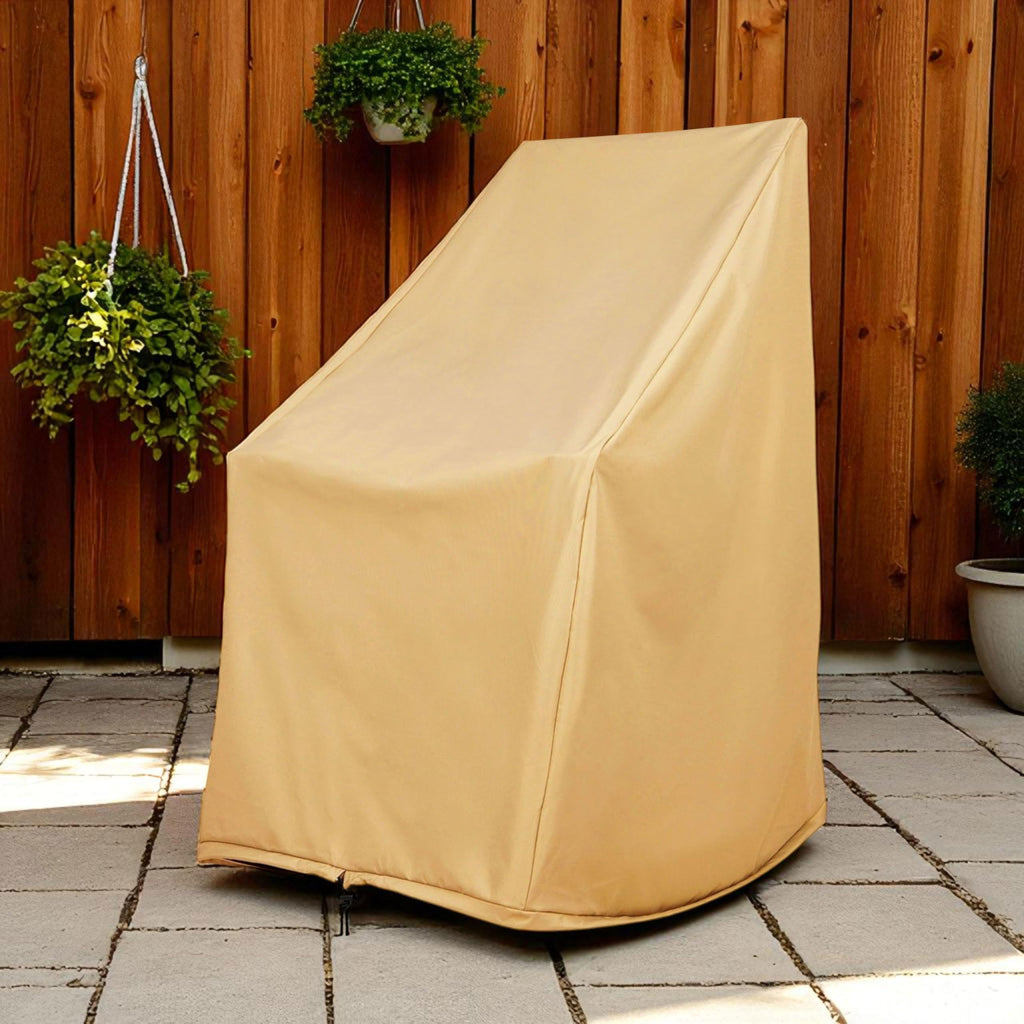 Weatherproof Outdoor Rocking Chair Cover, 100% Woven Polyester, Elastic Cord with Toggle, Apricot Crush