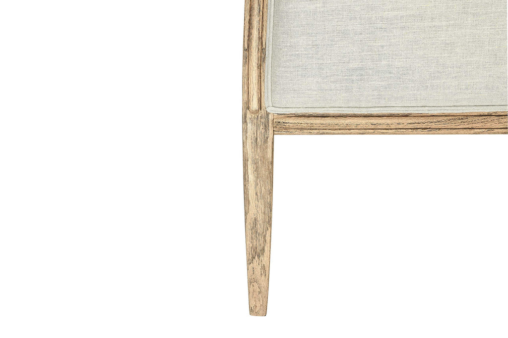 Modern Farmhouse Solid Oak Wood Headboard with Linen Upholstery, Natural and Beige