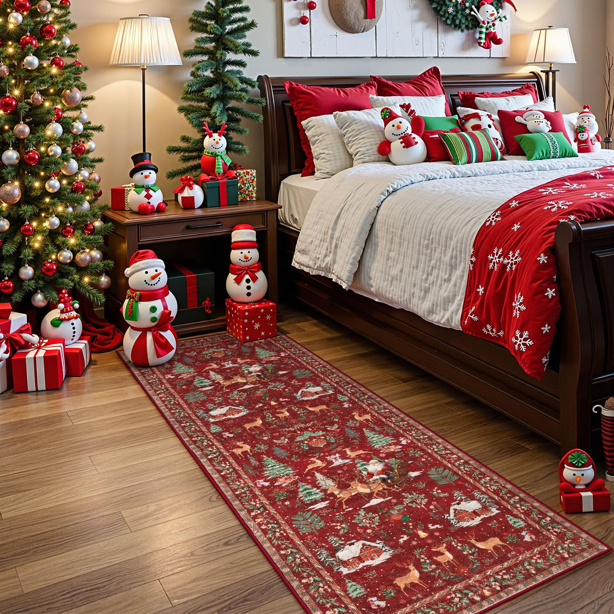 Christmas Runner Rug Red Runners s, Kitchen Rugs Non Slip Washable Entryway Carpet Runner, Soft Christmas Tree