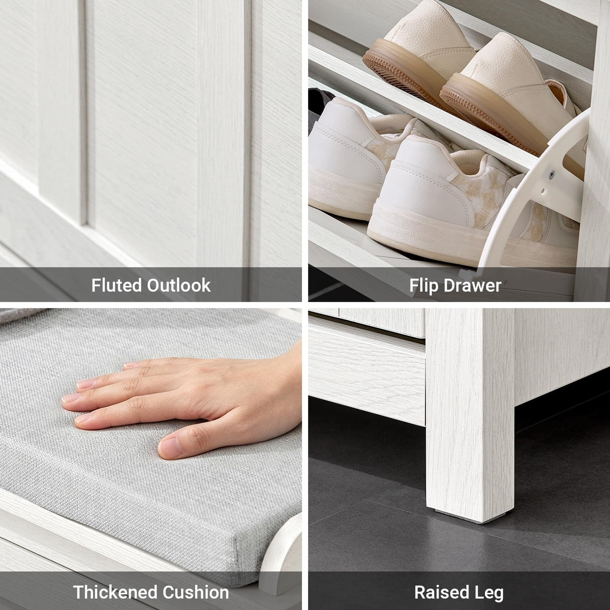 Farmhouse Shoe Storage Bench with Cushion