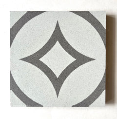 Luna Gray Encaustic 8x8 Honed Finish Cement Tile Floor, 9 Pieces