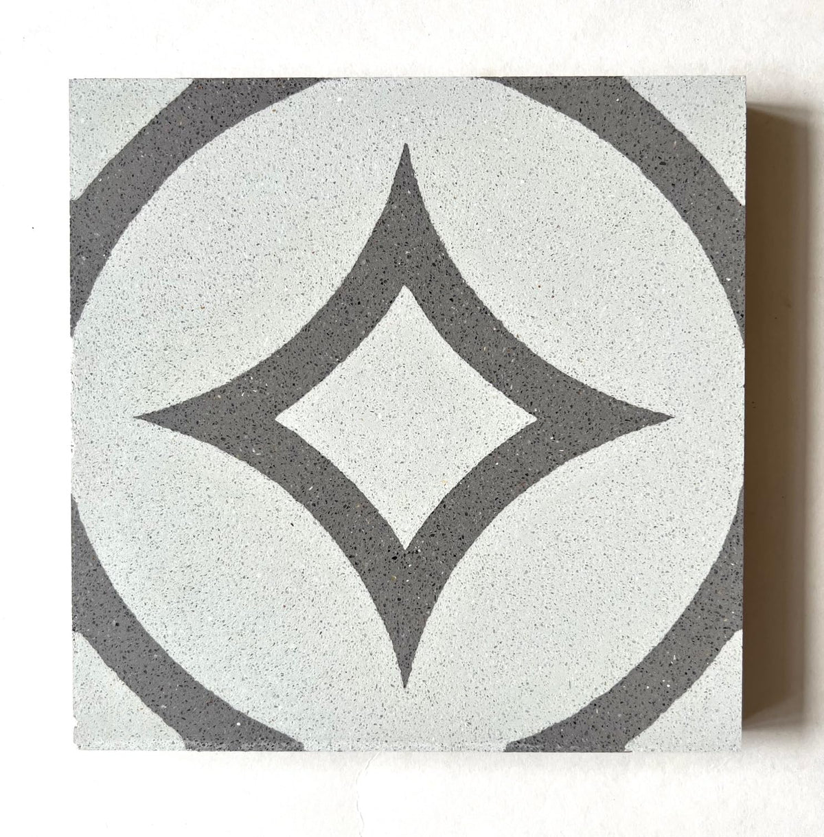 Luna Gray Encaustic 8x8 Honed Finish Cement Tile Floor, 9 Pieces