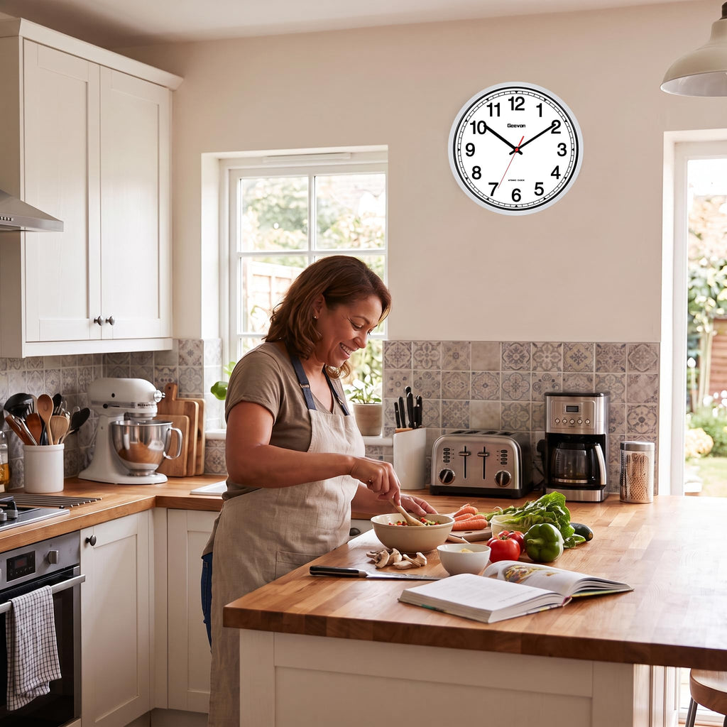 Inspired Nelson Style 16" Atomic Wall Clock Self-Setting Analog Clock with Automatic Time