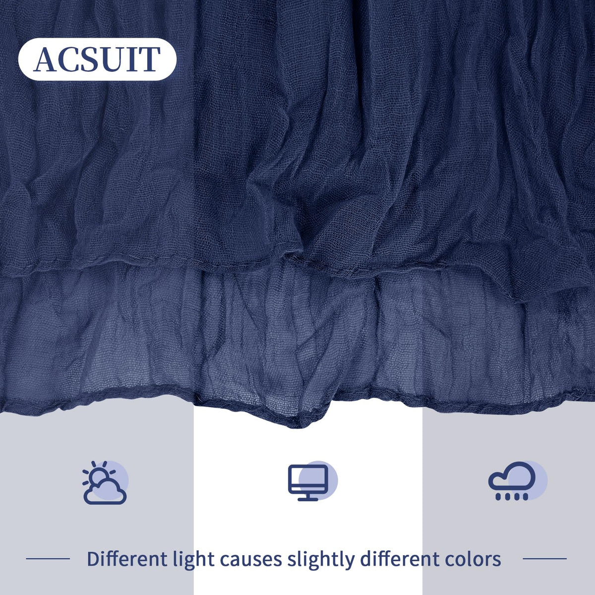 8 Pack Navy Blue Cheesecloth Table Runner 20 x 120 inch Gauze Table Runners 10 FT Long, Semi Sheer Boho Cheese Cloth