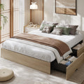 Full Bed Frame with 2 Storage Drawers, Wood Platform Bed