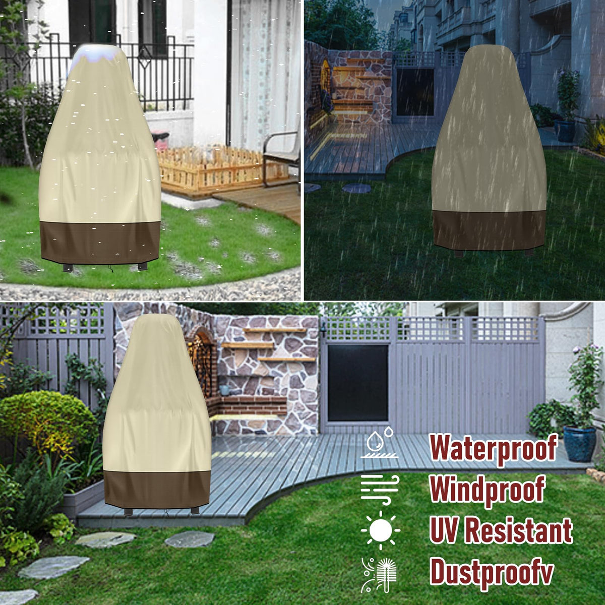 Chiminea Cover Outdoor Waterproof Chiminea Fire Pit Cover Heavy Duty Durable Chiminea Protection Cover with
