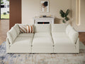 98" Large Cloud Modular Sectional Sofa with Ottoman, Beige Chenille