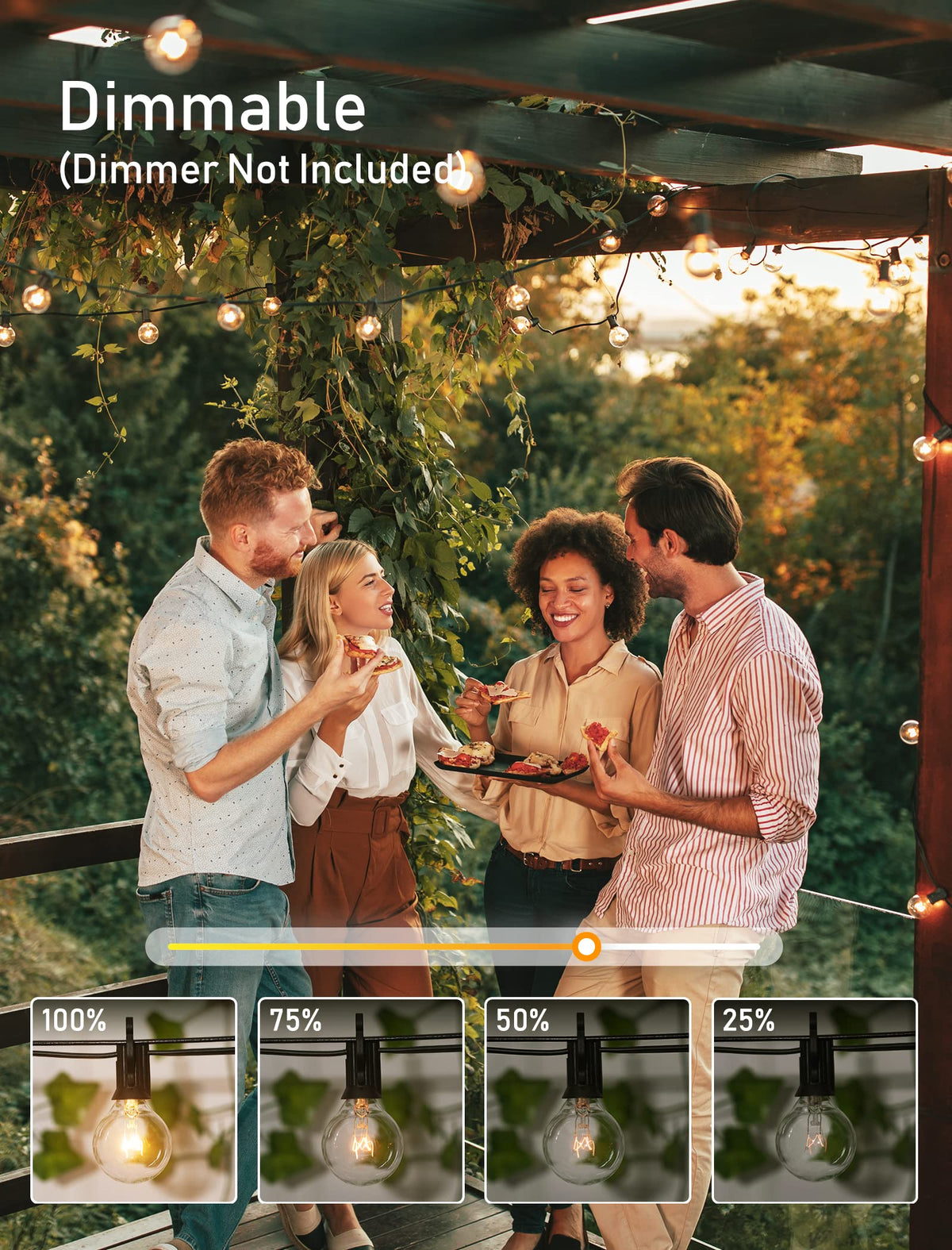 Outdoor String Lights 55FT Patio Lights with 50 Edison Glass Bulb