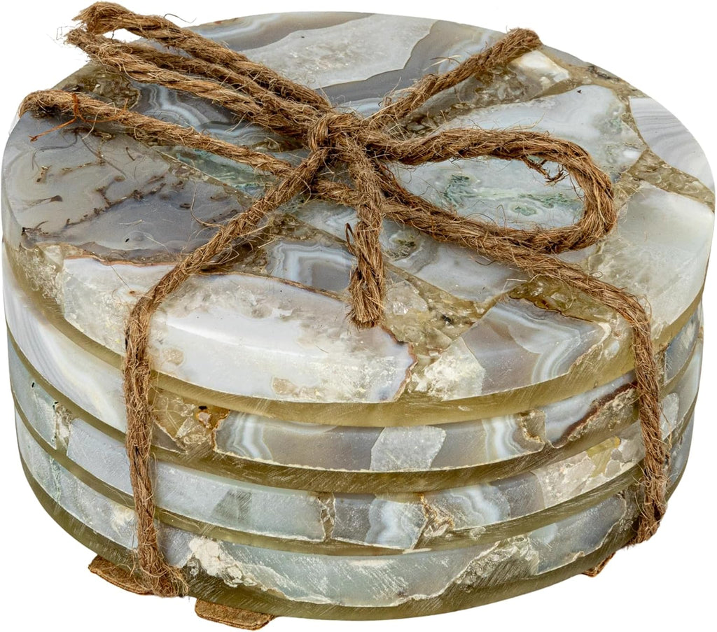 Round Agate Coasters, Multicolor - Set of 4