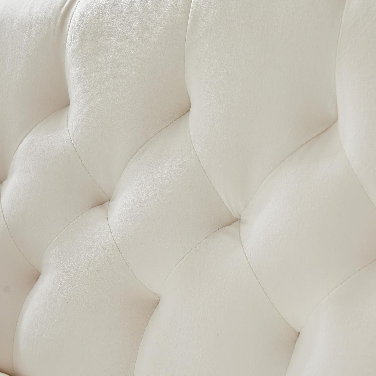 55 Inch Beige Velvet Loveseat Sofa with Gold Metal Legs & Side Pockets, Tufted Backrest