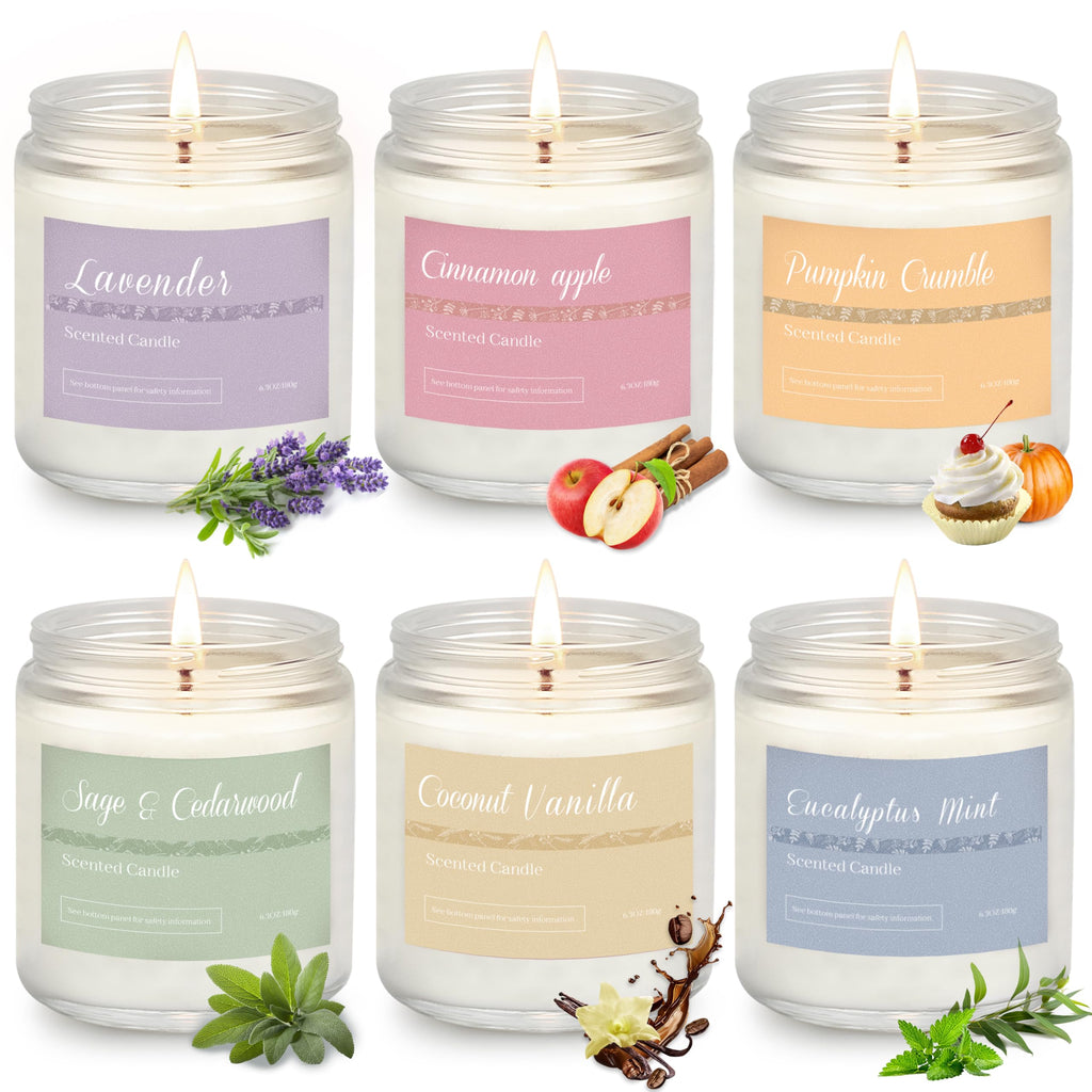 Scented Candles Gift Set for Women, 6-Pack Fall Soy Candles Decor