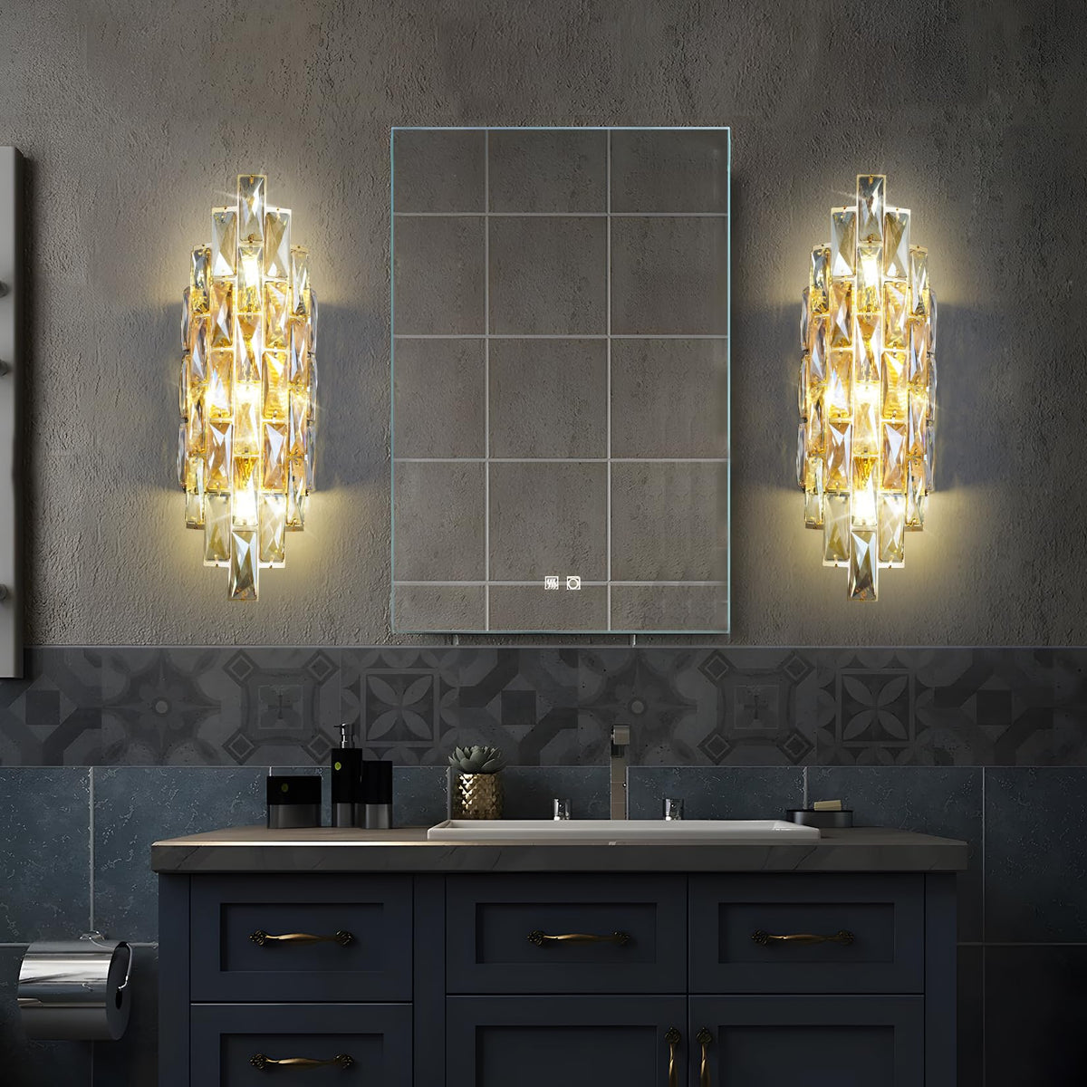 Modern Crystal Wall Sconces,Gold Wall Light Fixtures, Luxury Indoor Wall Lamp,Crystal Vanity Wall Mount Lamps,Wall