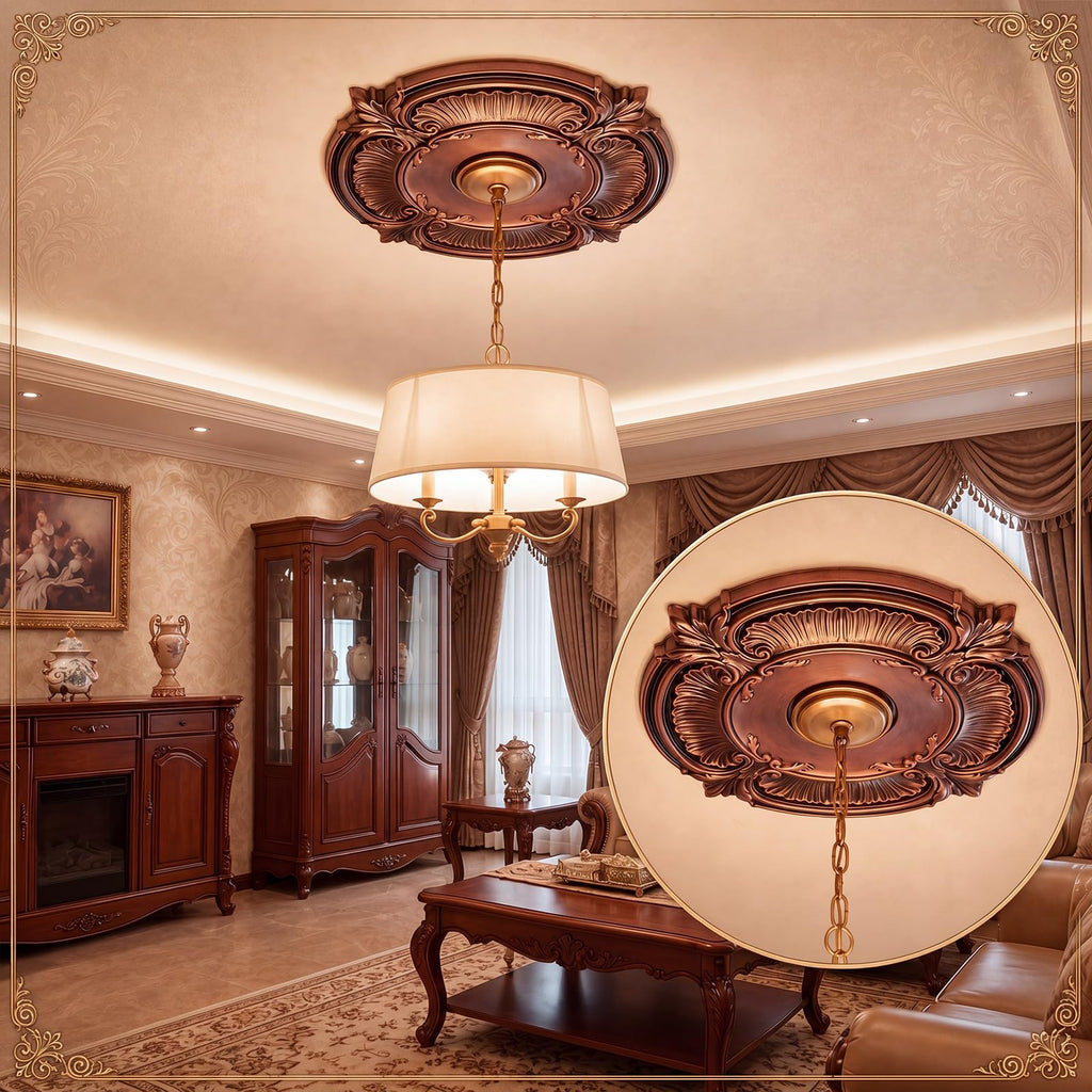 2pcs Ceiling Medallion for Light Fixtures Chandeliers,Brown,Classic