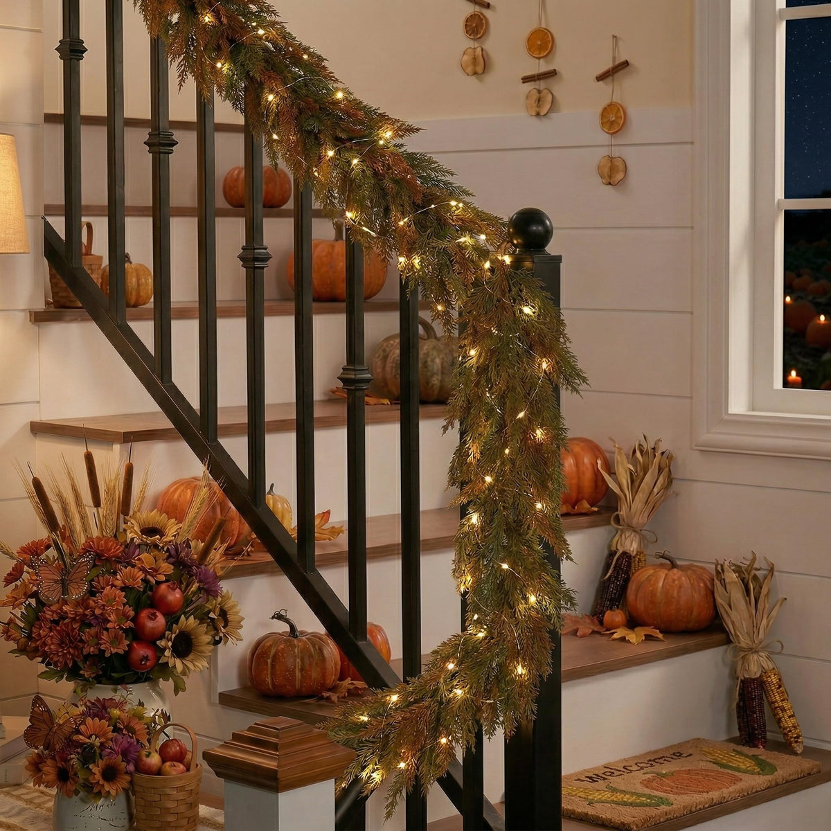 9ft Artificial Norfolk Pine Fall Garland for Mantle