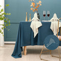 Rectangle Blue Tablecloth 60 x 108 Inch, Linen Textured Waterproof Table Cloth, French Soft Decorative Fabric Table