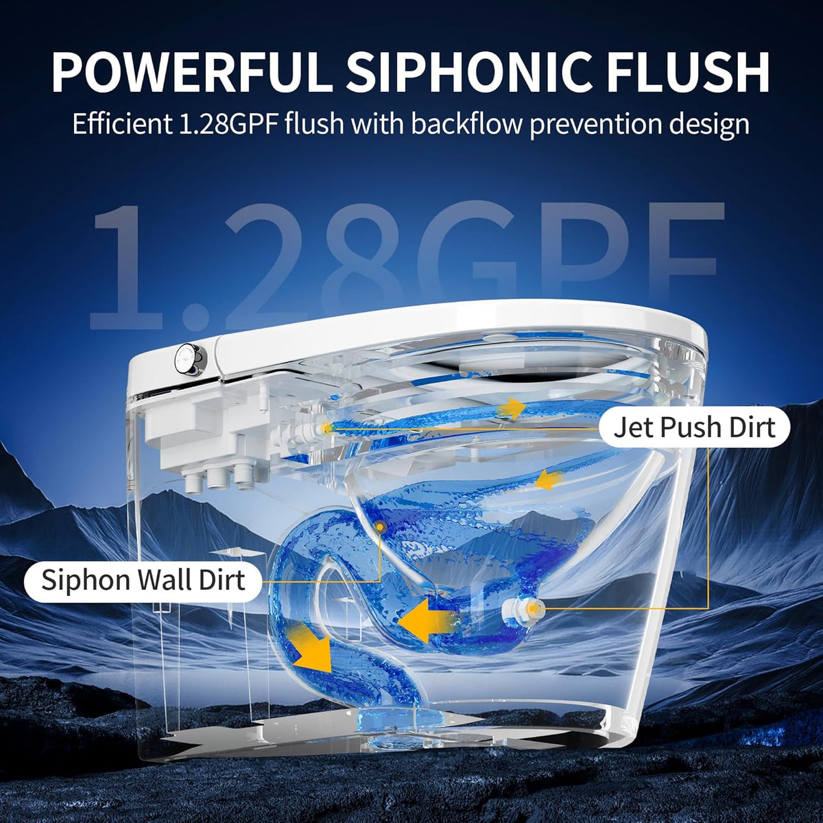 Luxury Smart Toilet with Bidet Built in Bubble Wash, Auto Open/Close Lid Water Filter Instant Heated Seat Dryer