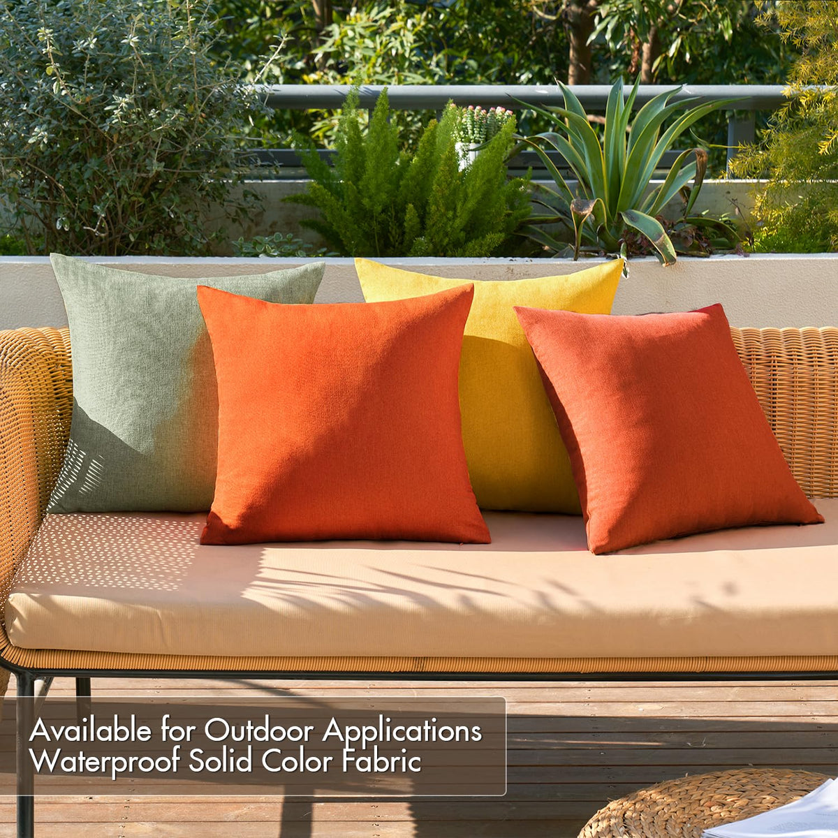 Pack of 4 Decorative Outdoor Throw Pillow Covers Linen Waterproof Pillow Covers Summer Farmhouse Cushion Cases Garden