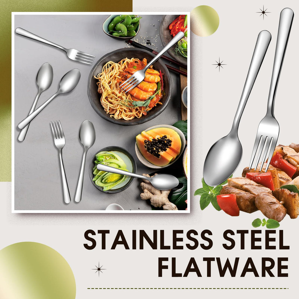 200 Pcs Forks and Spoons Silverware Set Bulk Stainless Steel Flatware Cutlery Set 6.7'' Kitchen Utensils Restaurant