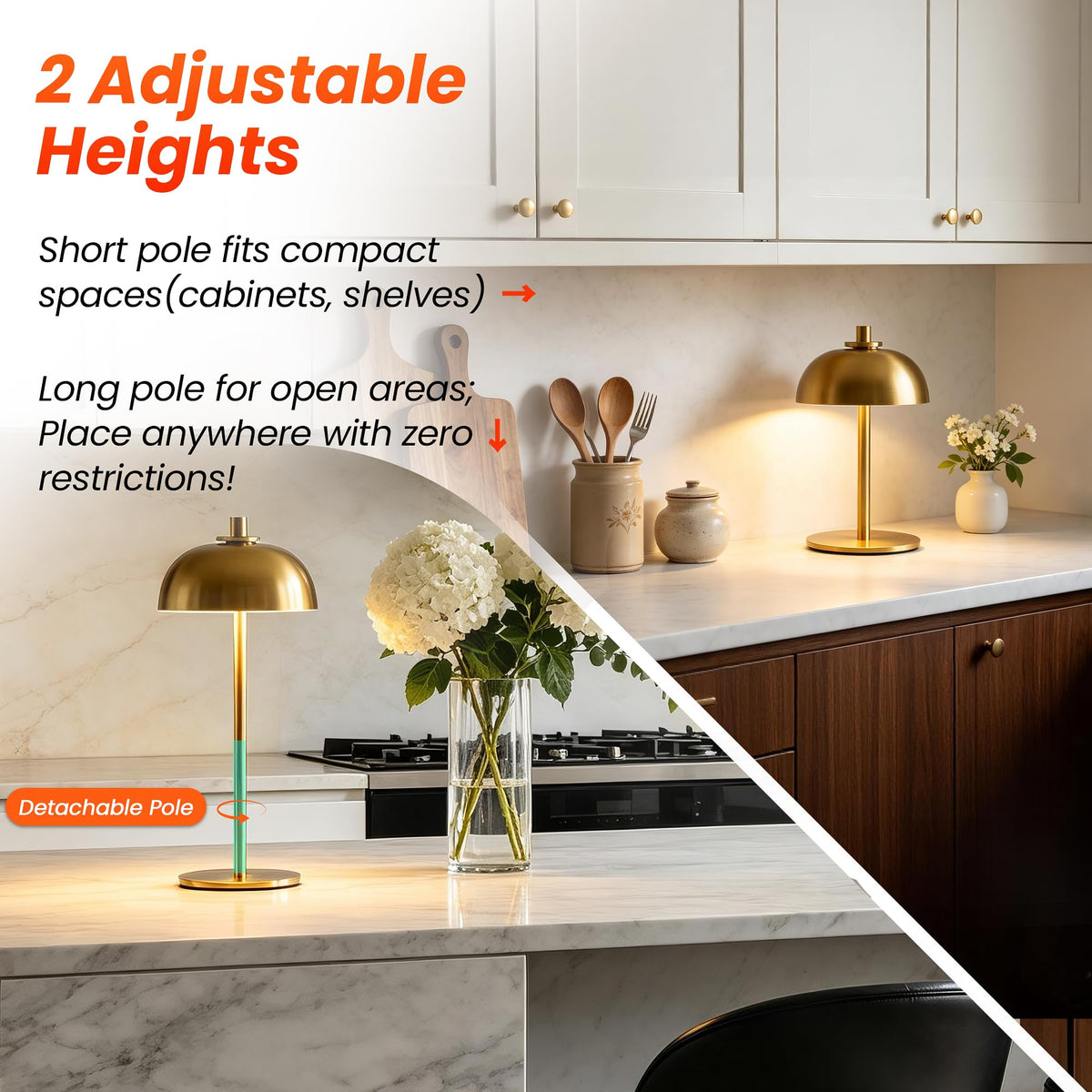 12" Mushroom Rechargeable Cordless Set of 2 Table Lamp, 5200mAh Touch Dimmable Battery Operated Table Light
