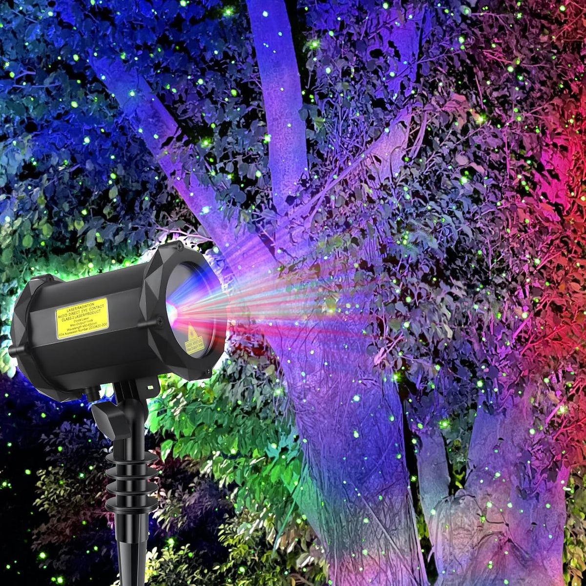 Firefly Garden Lights Star Projector Laser Christmas Lights with Colorful LED Background Light