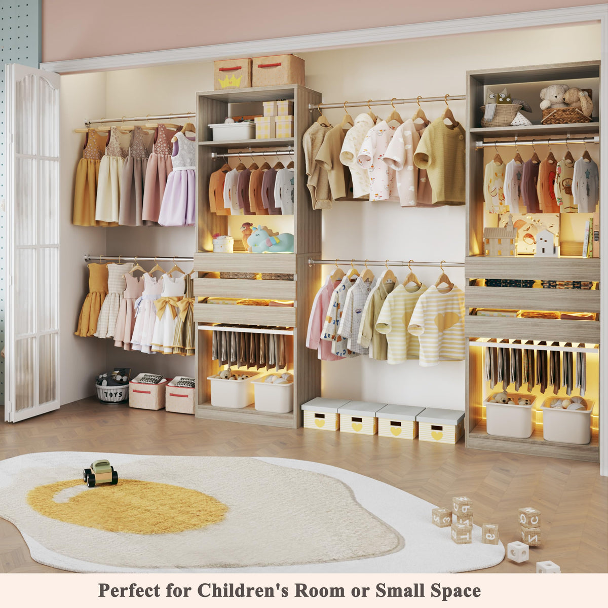 Closet System Set of 2, 5.7-10.4FT Closet Organizer System with 6 Drawers