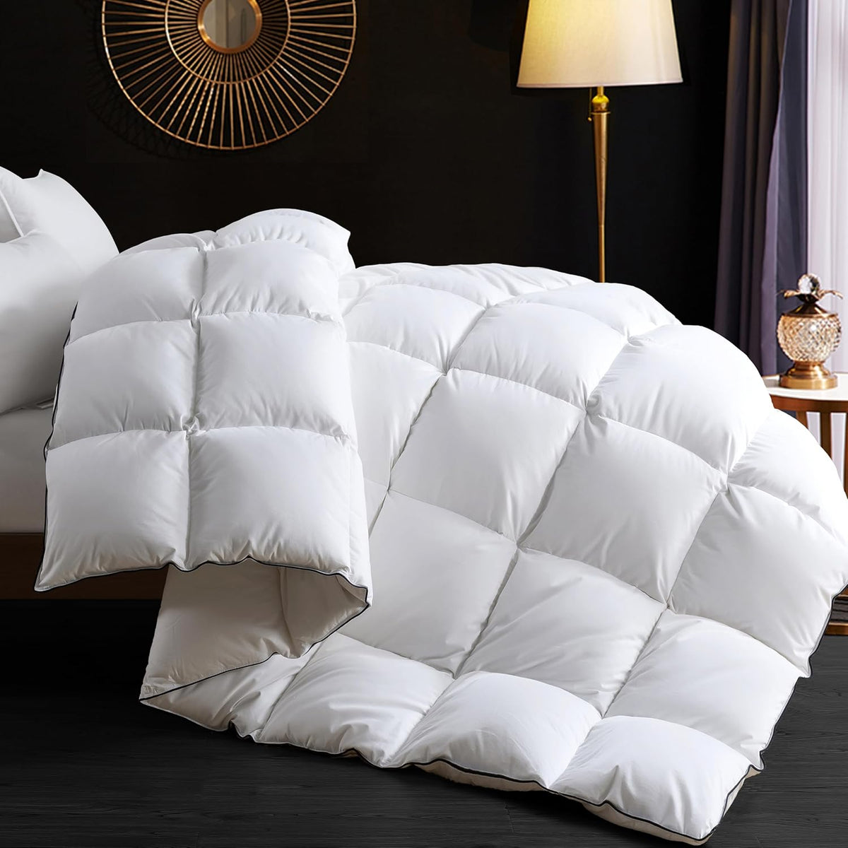 Goose Down Duvet Insert - All Season Cool Touch, 100% Cotton Shell for Hot Sleepers, Lightweight Hotel Quality