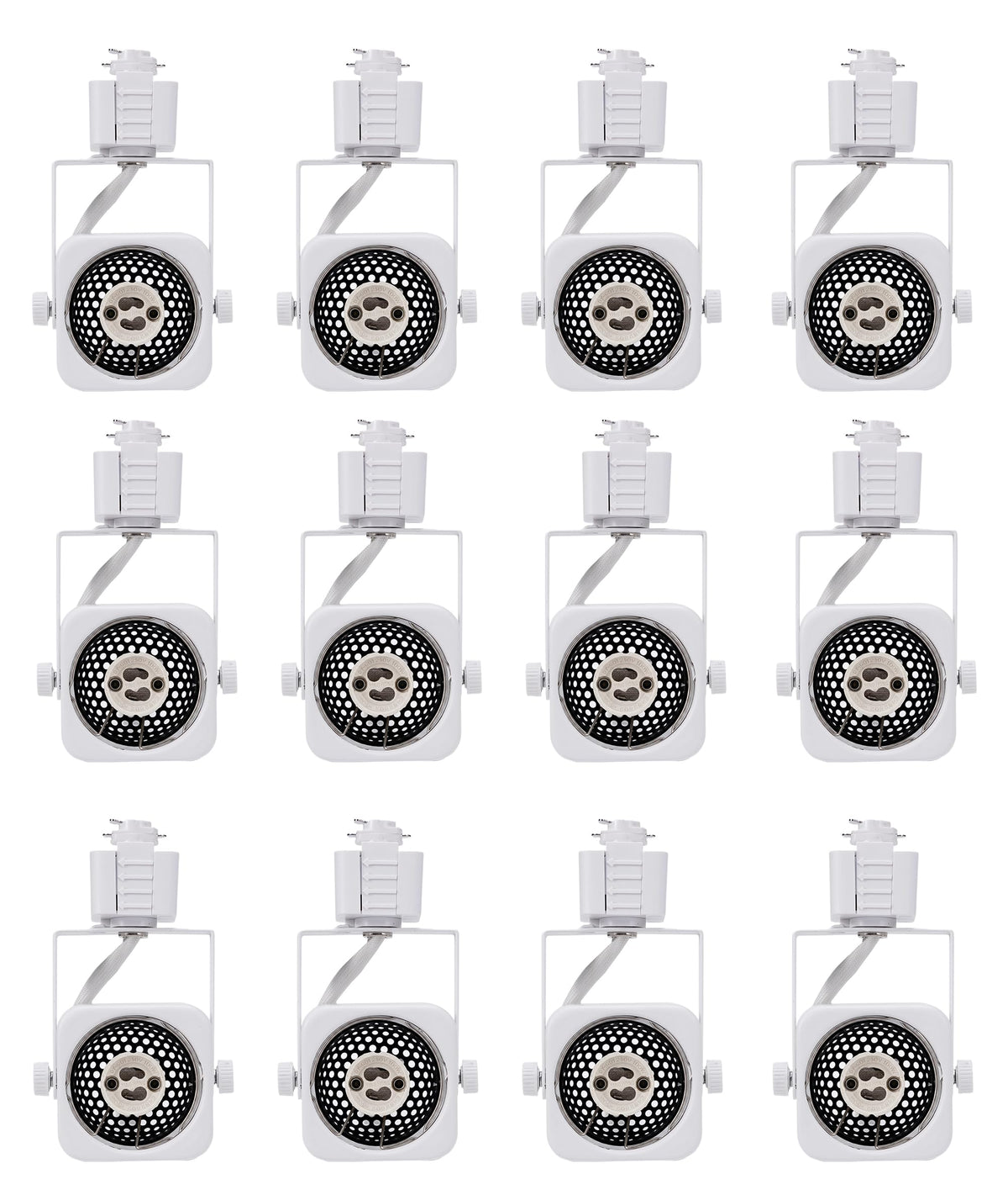 [12 Pack] H Type Track Lighting Heads to Gu10 Base Socket Light Direction Adjustable,Square,White