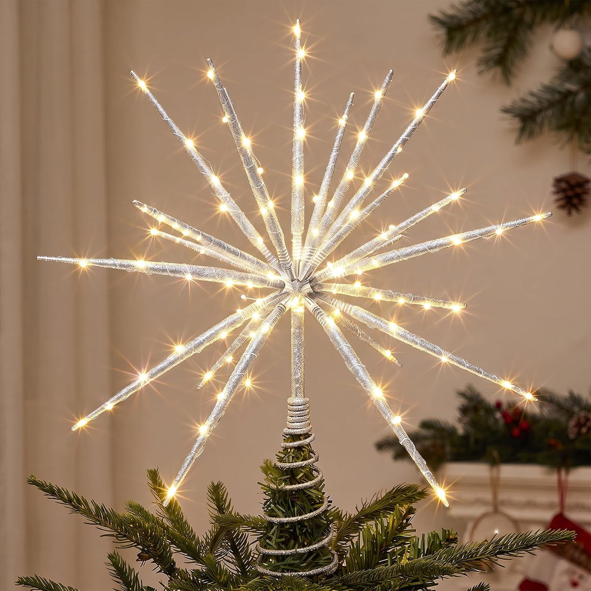 Tree Star Topper Remote Control & Timer USB Powered(Silver)