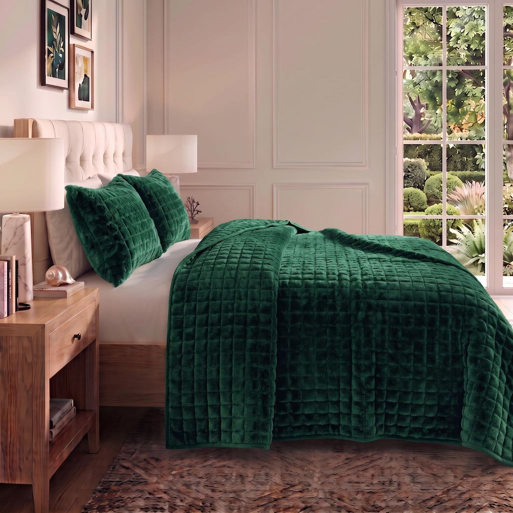 Florence Solid Quilt Set Emerald Green