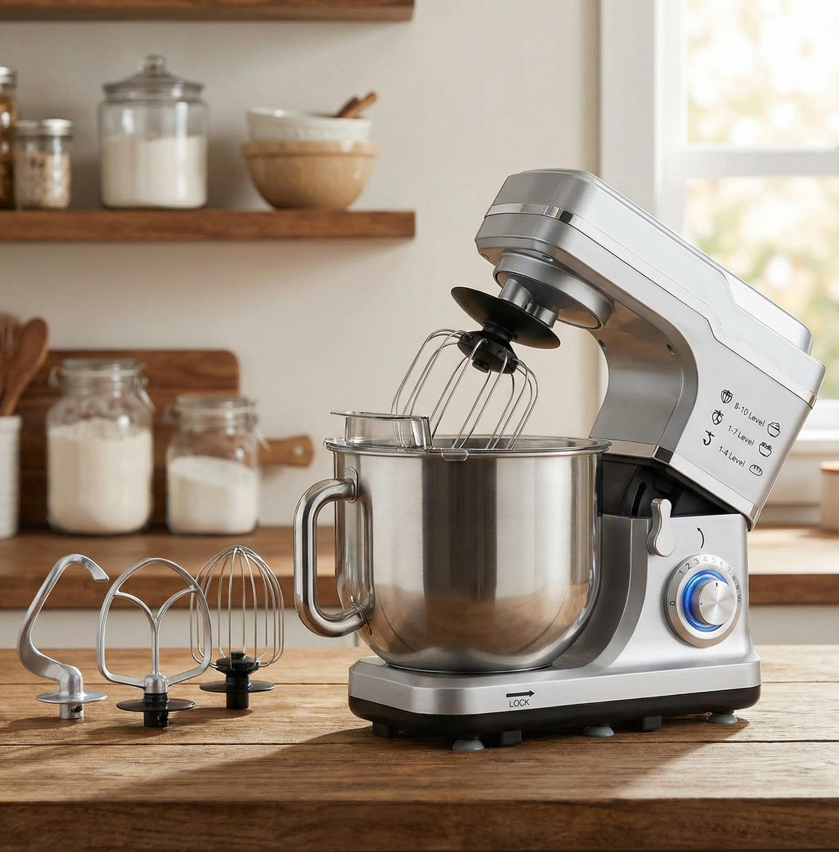 7.5QT Stand Mixer, 10-Speed Tilt-Head Electric Food Mixer with Stainless Steel Bowl, 660W Motor, Dough Hook, Whisk &